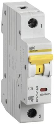 Выключатель автоматический однополюсный ВА47-60M 6А C 6кА | MVA31-1-006-C | IEK
