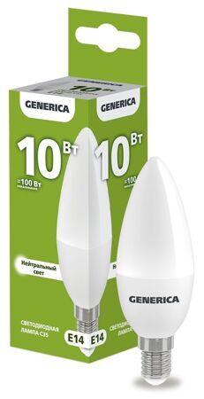 Лампа светодиодная C35 свеча 10Вт 230В 4000К E14 GENERICA | LL-C35-10-230-40-E14-G | IEK